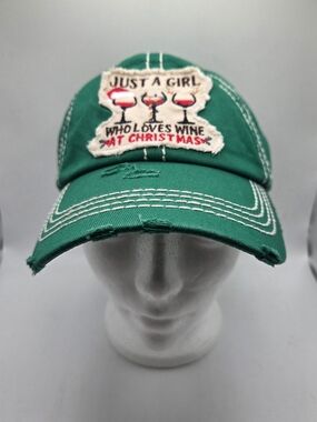 KBETHOS Green Baseball Hat/ Just A Girl Who Loves Wine At Christmas Distressed